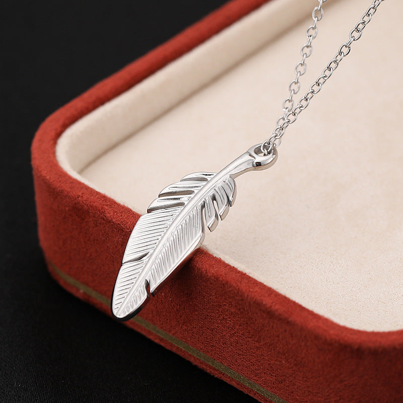 Feather Necklace - Silver