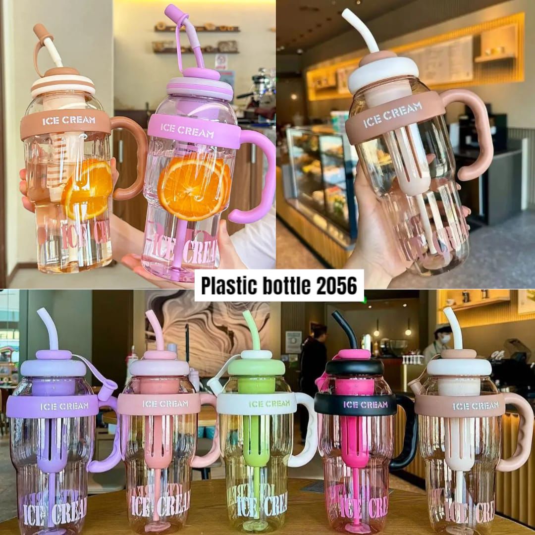Colored Ice Bottle with Straw