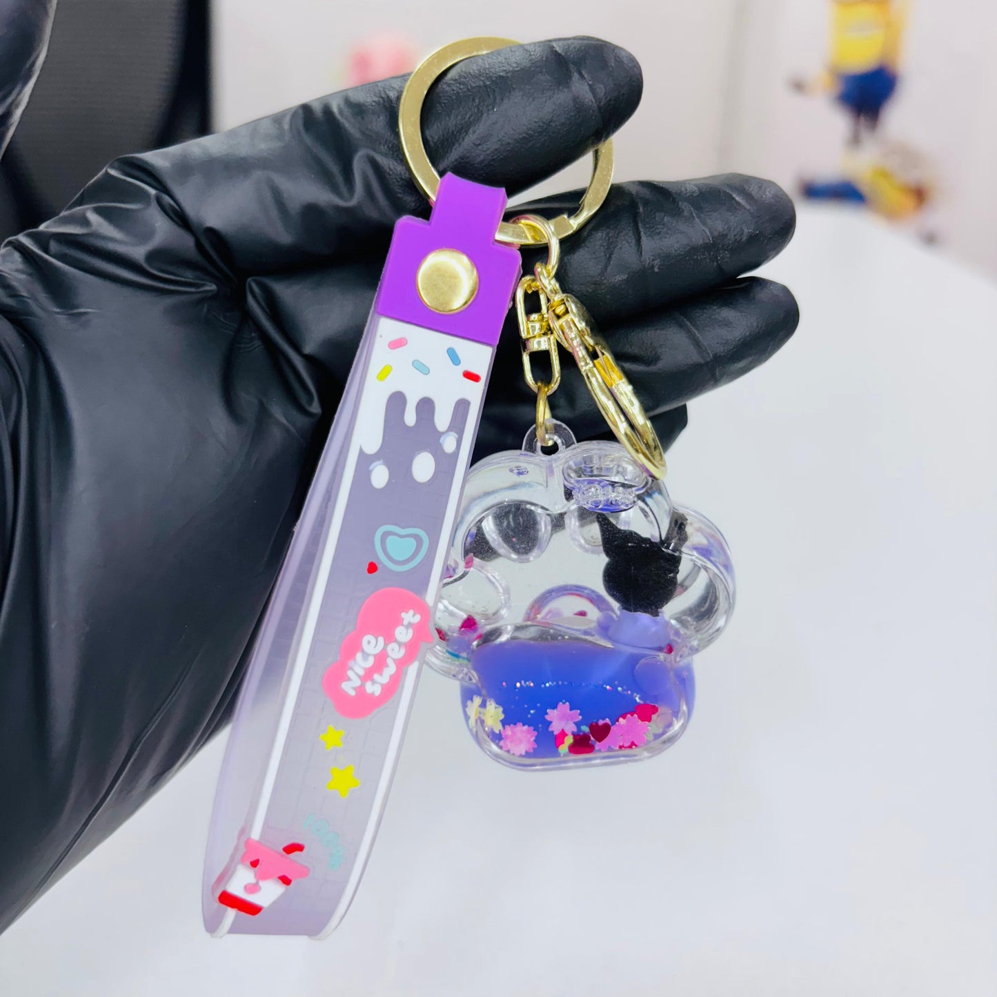 Cat Paw Glitter Keychain
