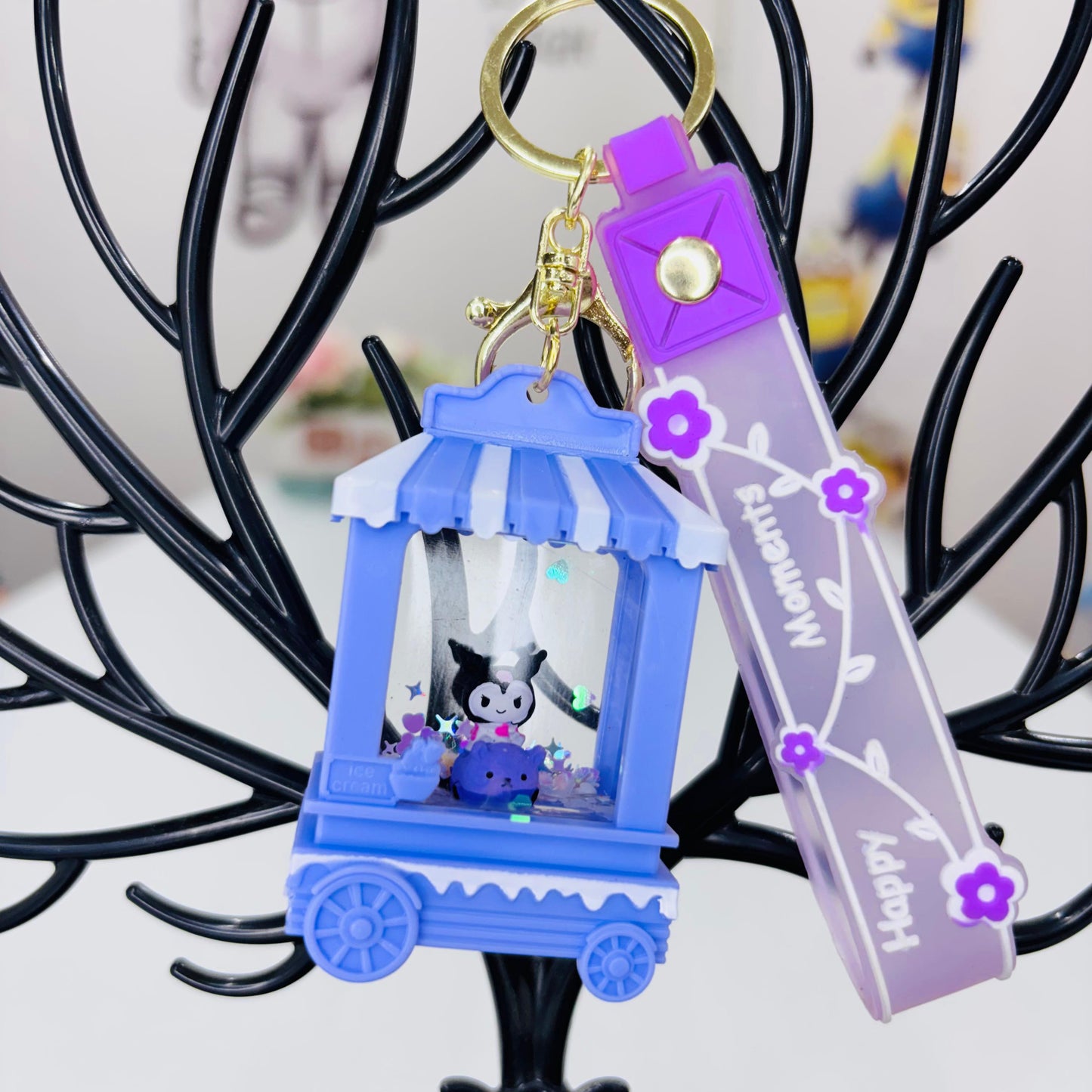 Kuromi Glitter Light Keychain