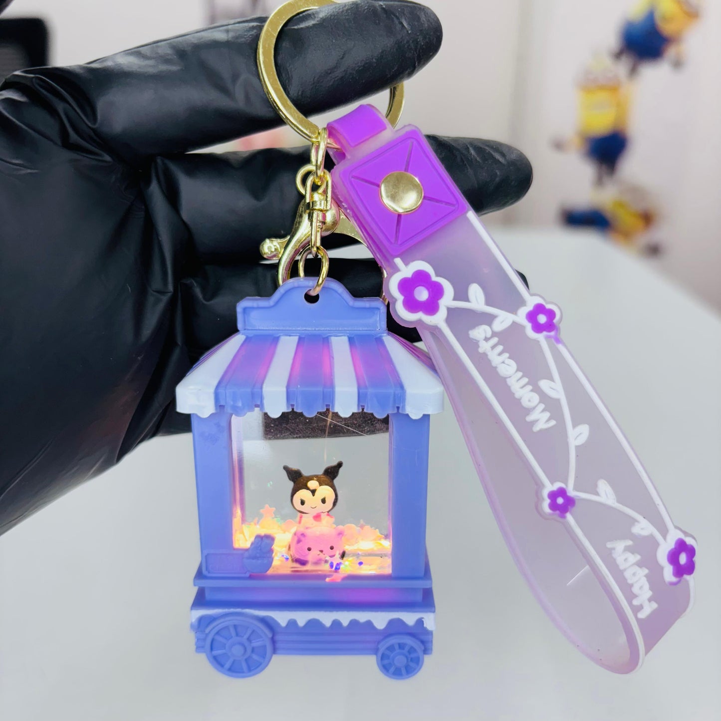 Kuromi Glitter Light Keychain