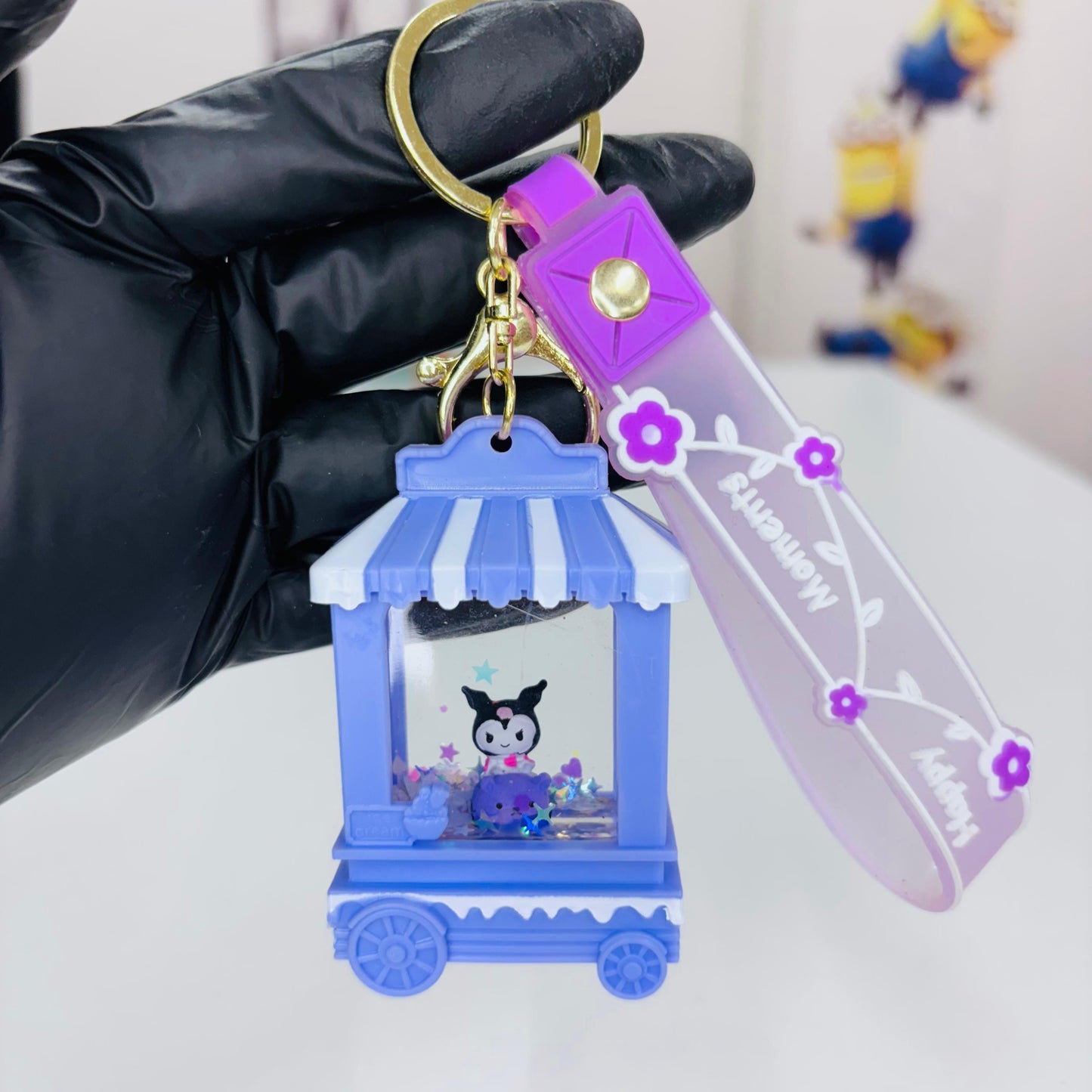 Kuromi Glitter Light Keychain