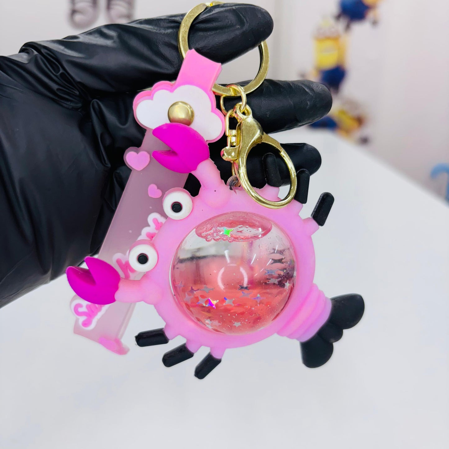 Floating Glitter Crab Keychain