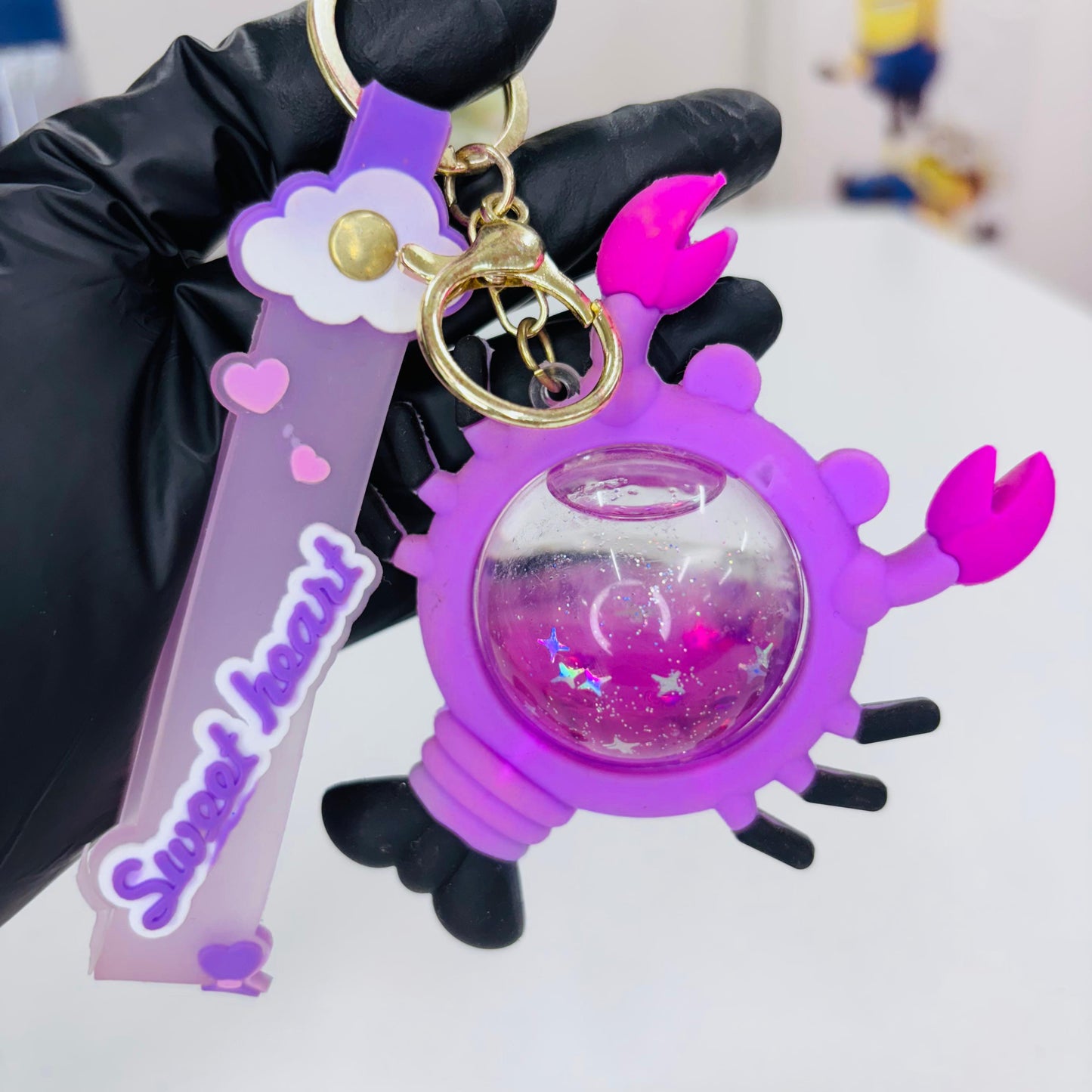 Floating Glitter Crab Keychain