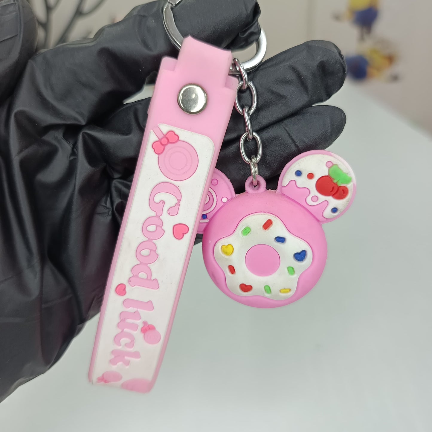Mickey Head Donut Keychain