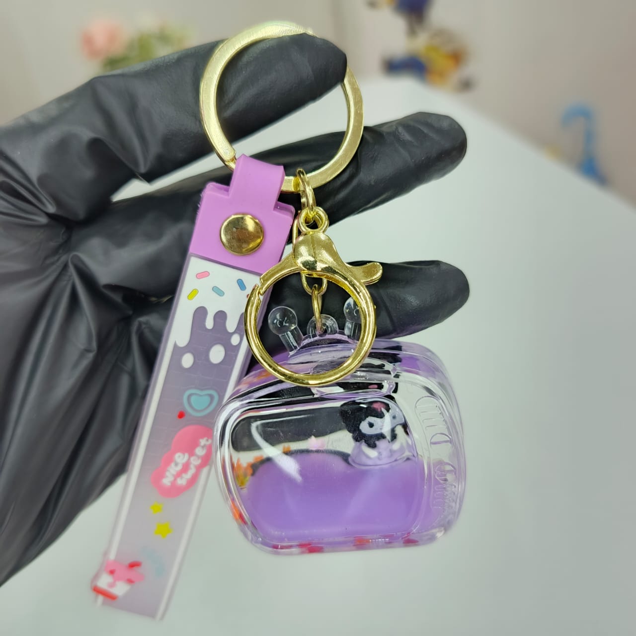 Kuromi Glitter Keychain