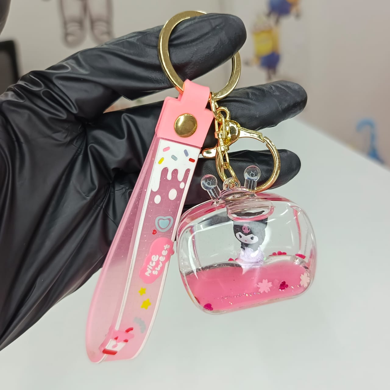 Kuromi Glitter Keychain