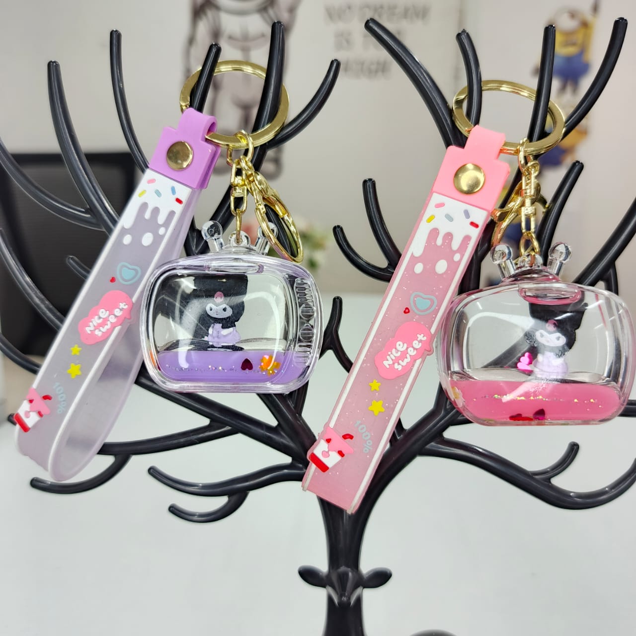 Kuromi Glitter Keychain