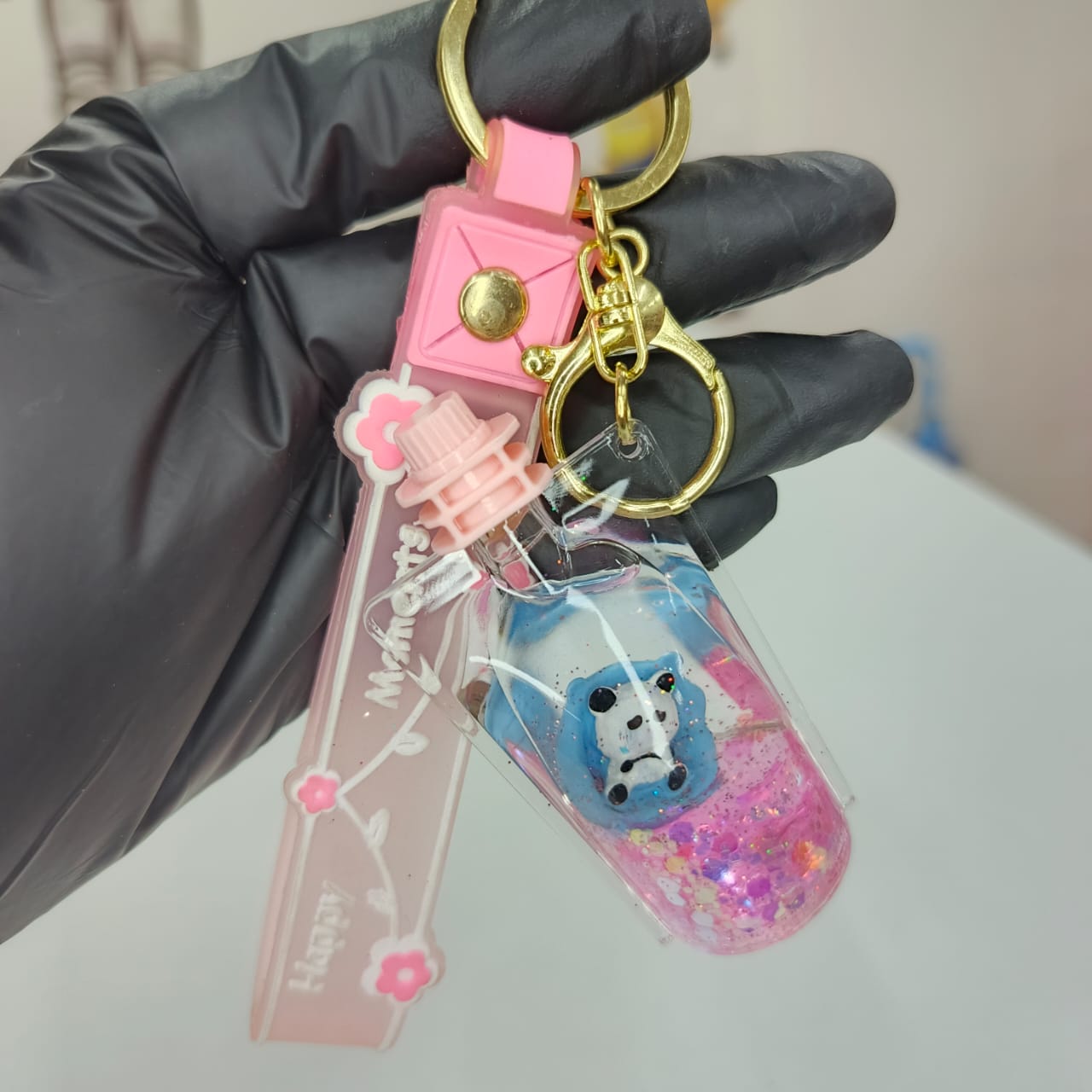 Cute pouch Liquid Keychain