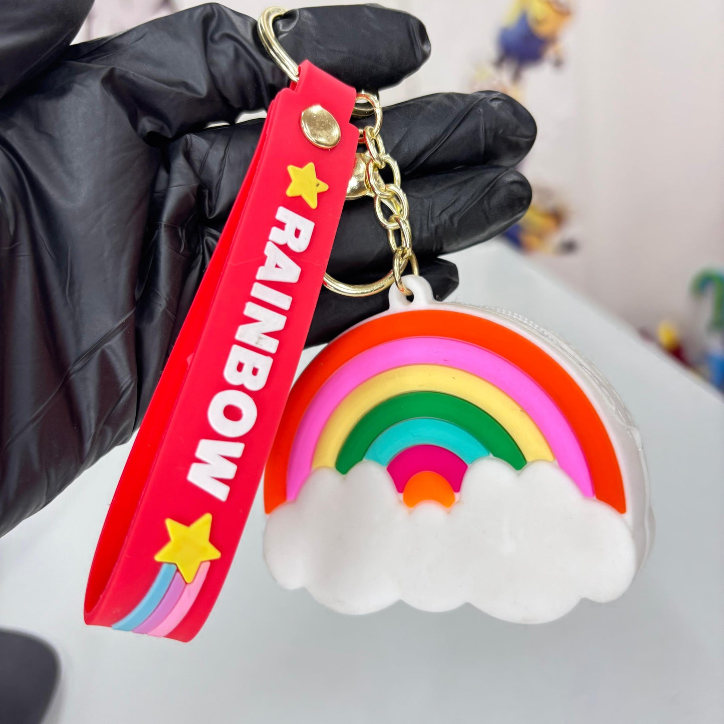 Rainbow Silicon Pouch Keychain