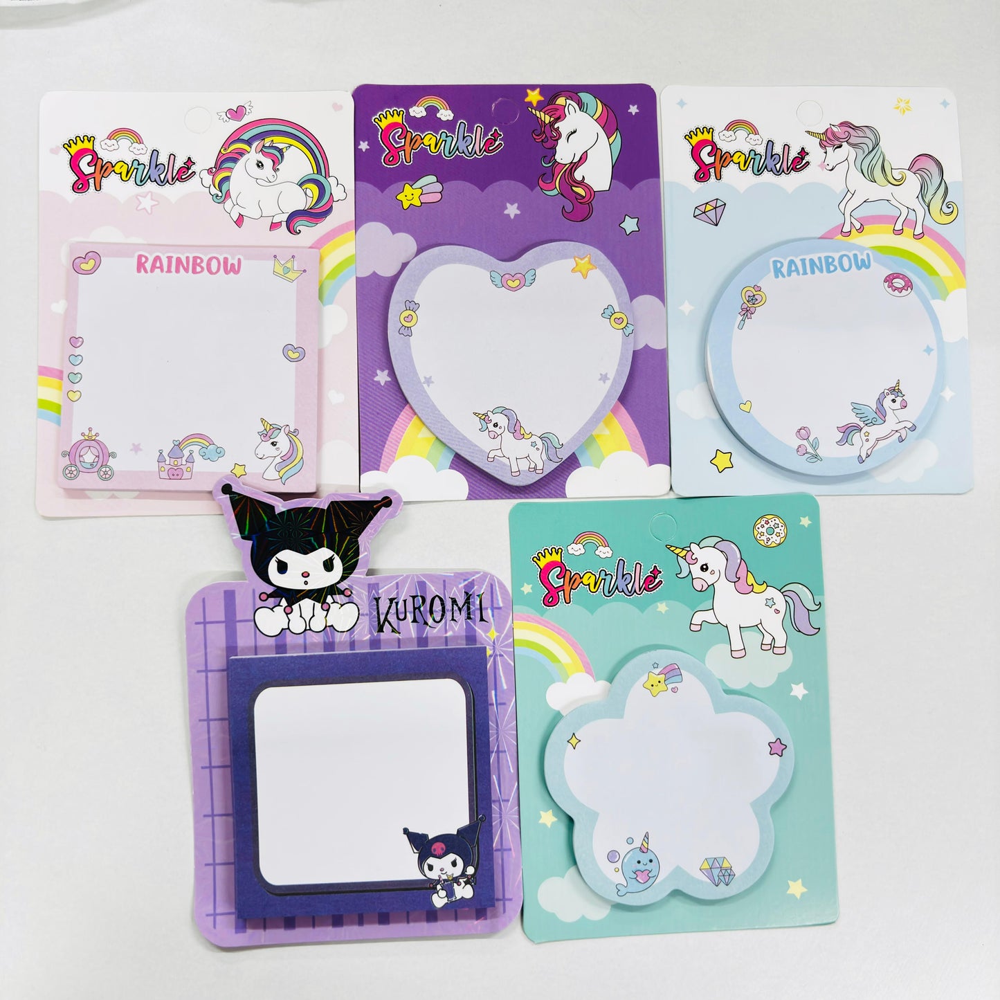 Cute Unicorn and Kuromi Sticky Notes