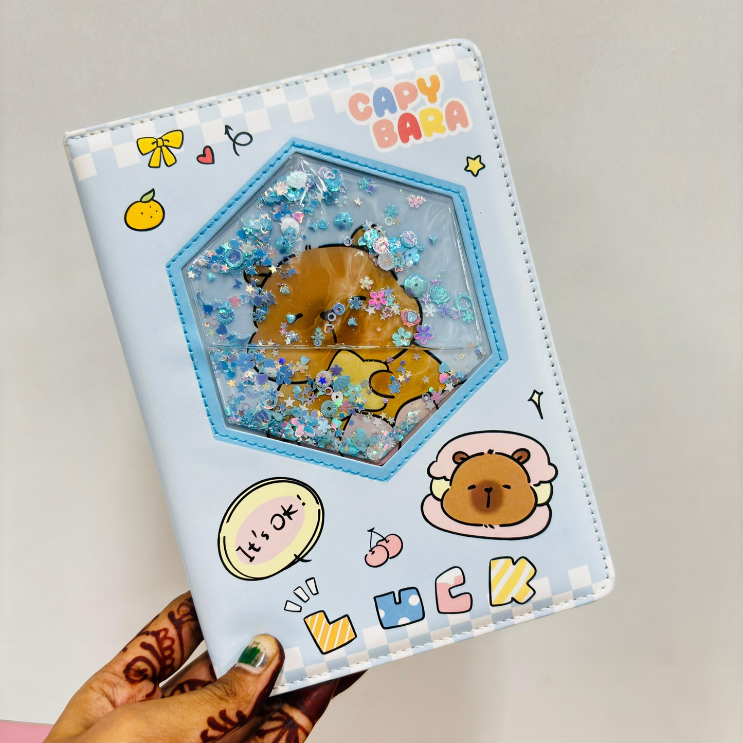 Stitch And Capybara Glitter A5 Water Diary
