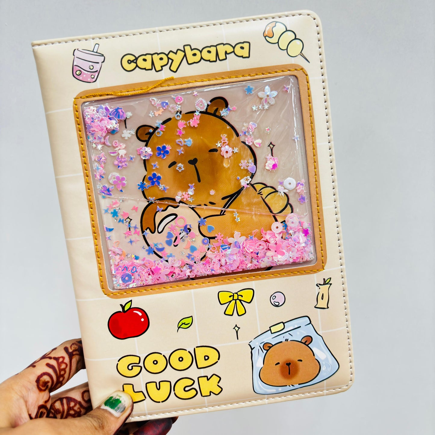 Stitch And Capybara Glitter A5 Water Diary