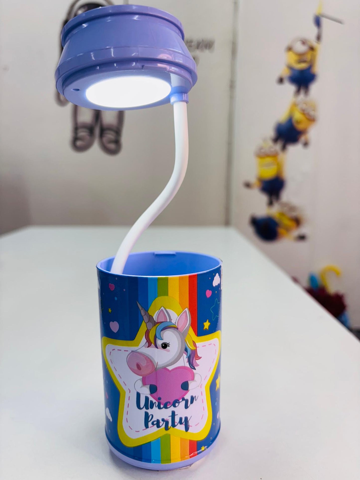 Unicorn Print 2-in-1 LED Desk Lamp with Pen Holder