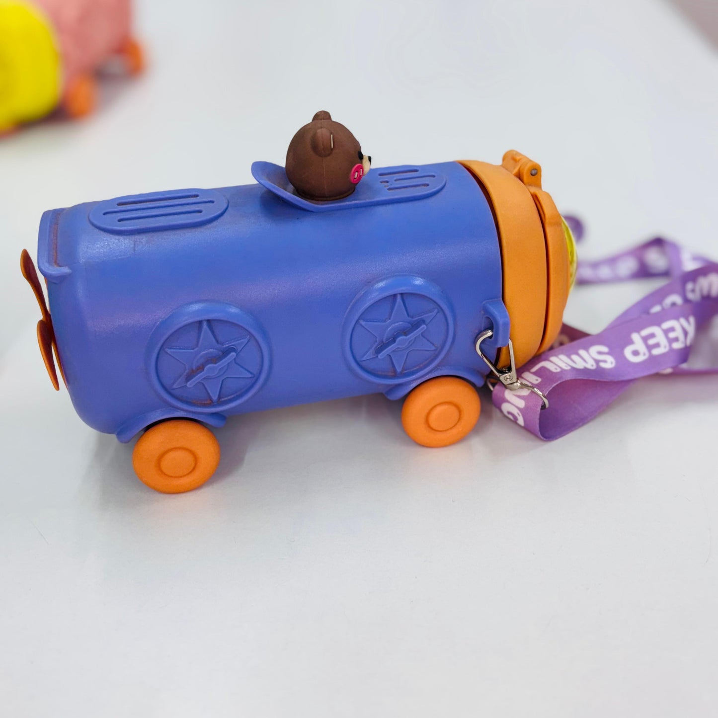 Water Bottle with Wheels and Duck Design