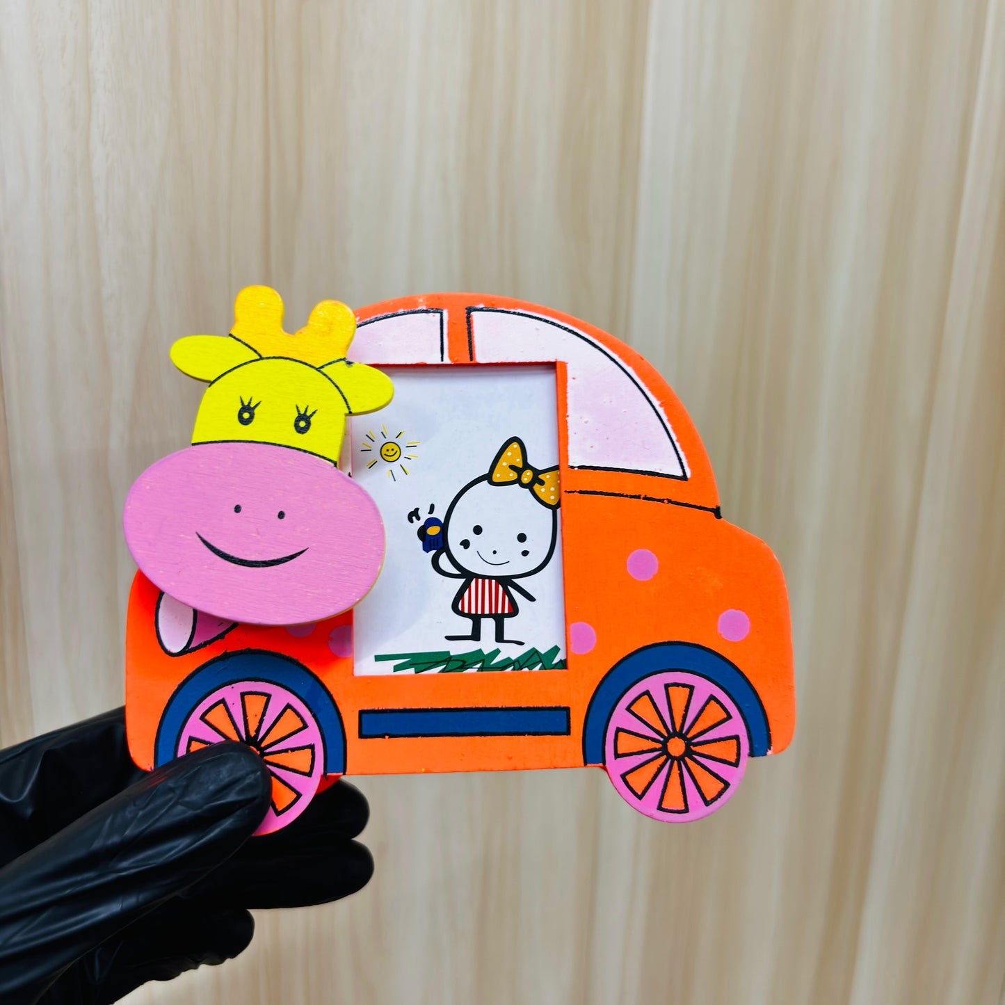 Car Shaped Wooden Pen Stand Holder with Photo Frame