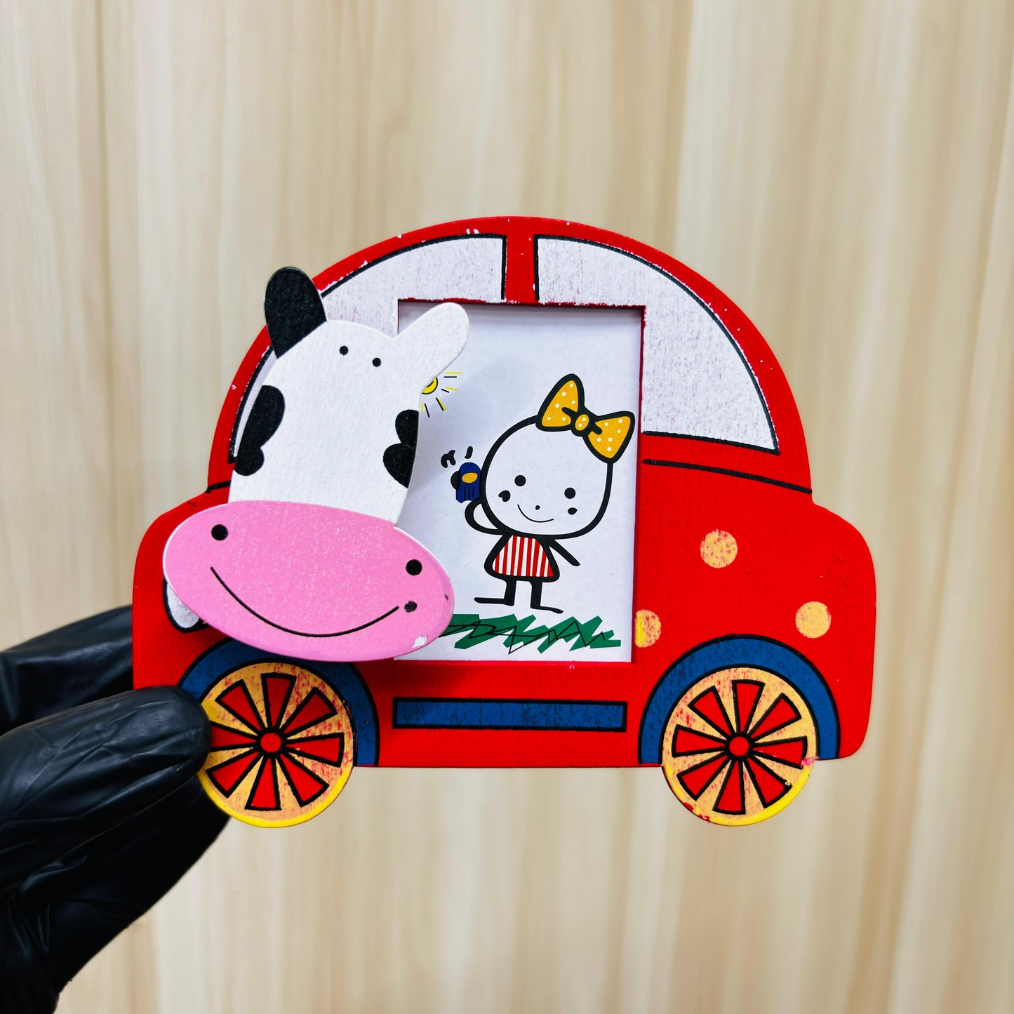 Car Shaped Wooden Pen Stand Holder with Photo Frame