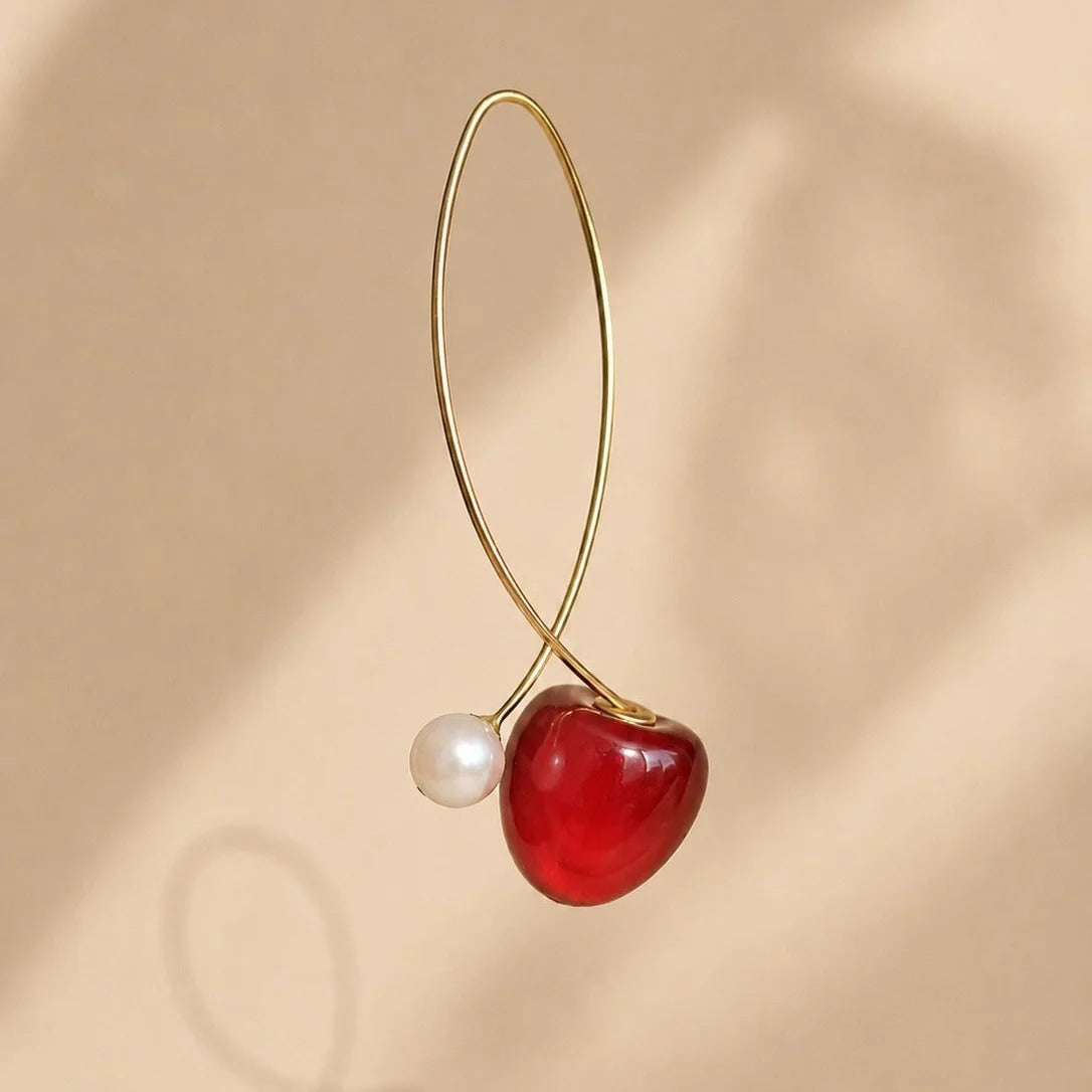 Ruby Cherry Charm Earrings