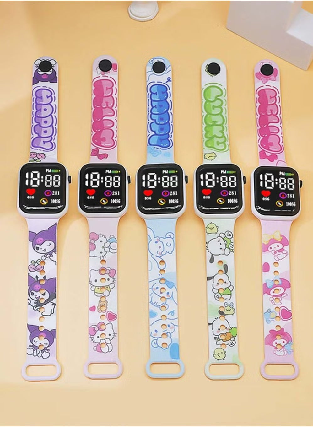 Kids' Digital Watch with Cartoon-Printed Strap.