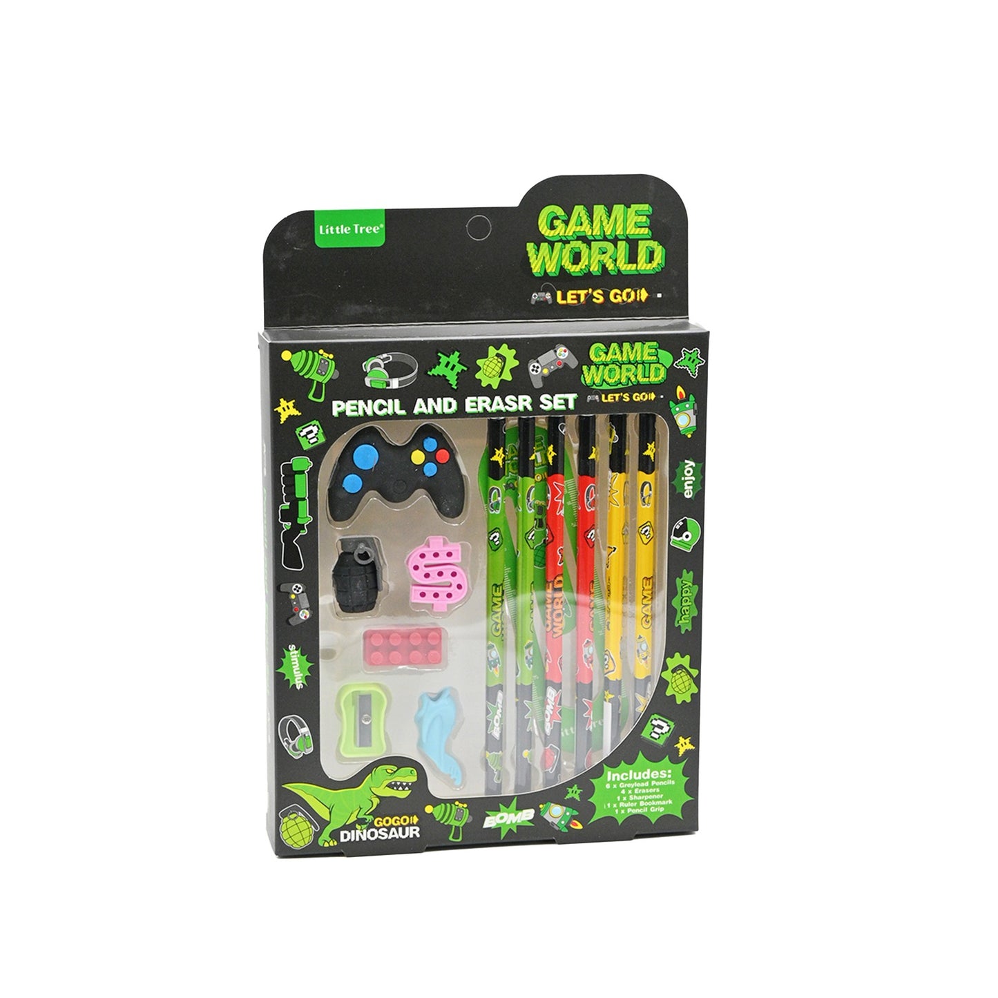 Game World Pencil & Eraser Set