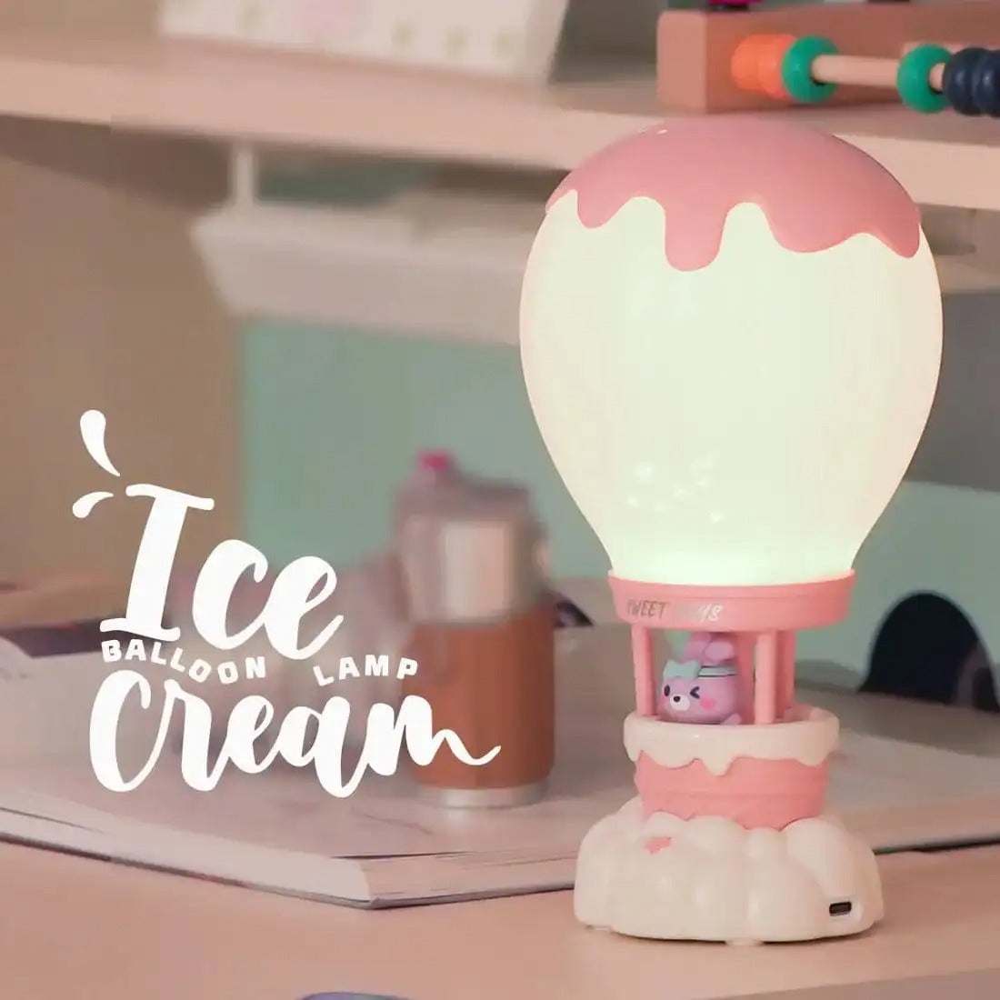 Ice Cream Air Balloon Night Table Lamp