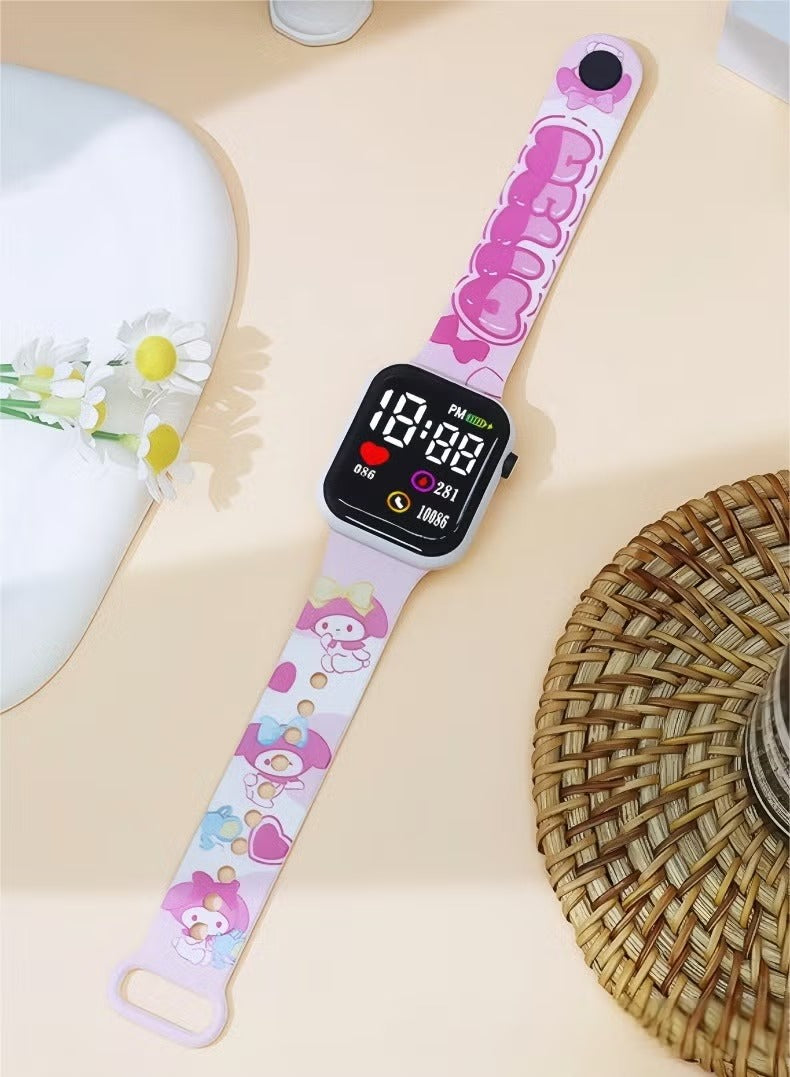 Kids' Digital Watch with Cartoon-Printed Strap.
