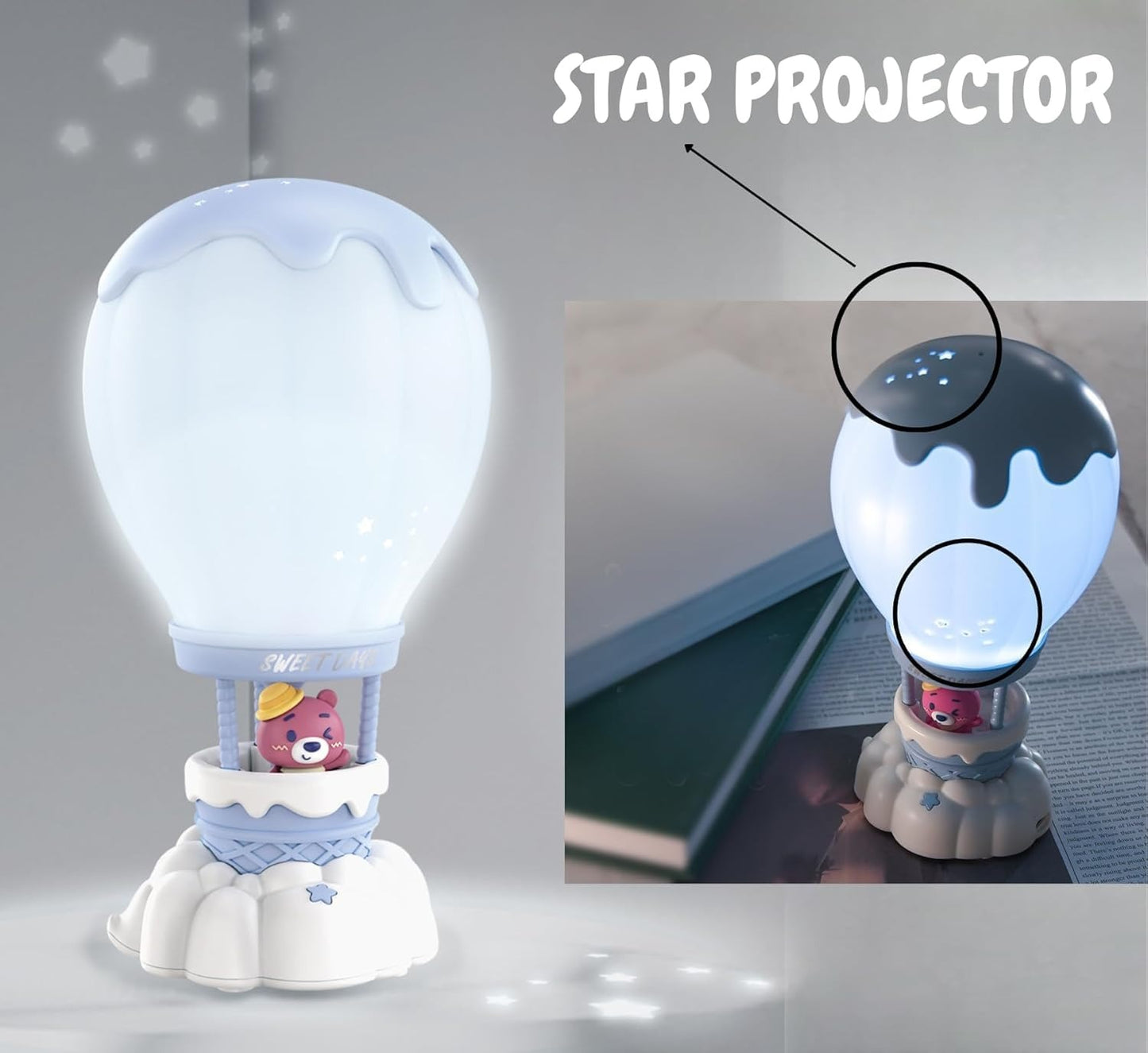 Ice Cream Air Balloon Night Table Lamp
