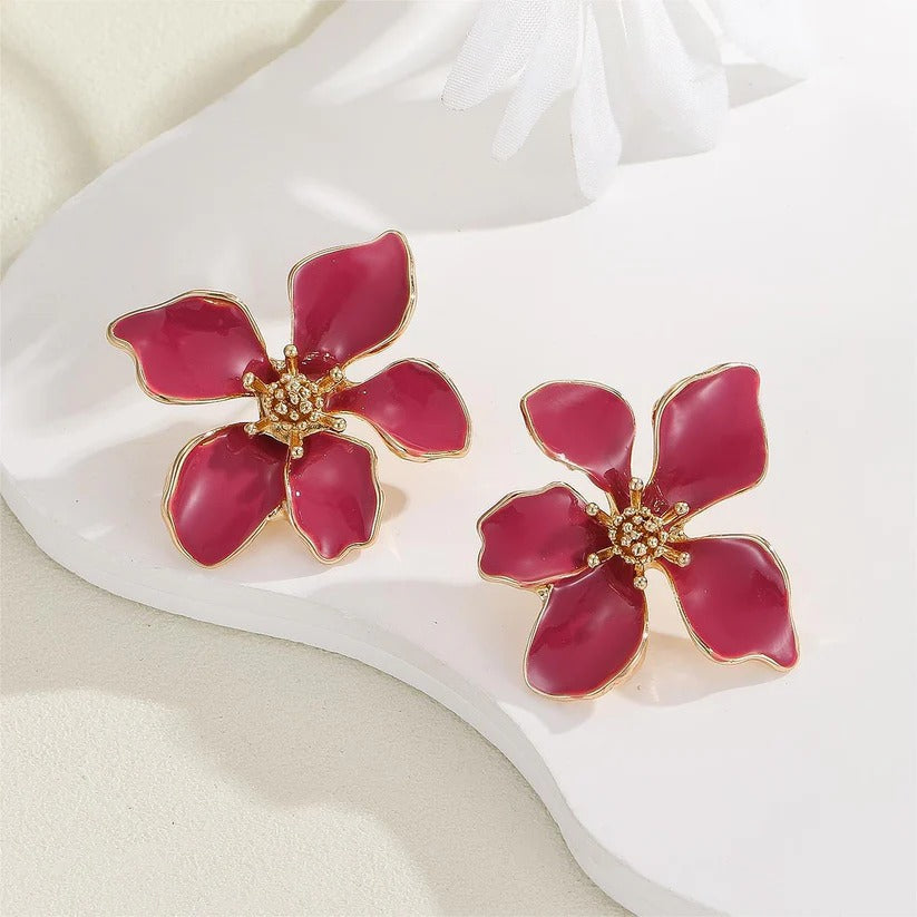 Oil-drop flower earrings