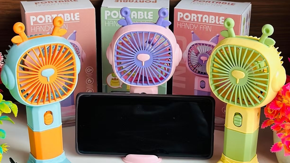 Colorful Mini Hand Fan With Stand