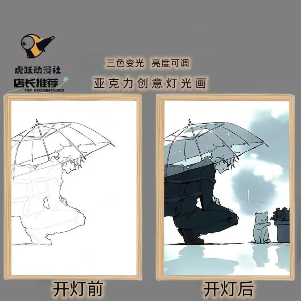 Gojo and Cat 3d Square Lamp