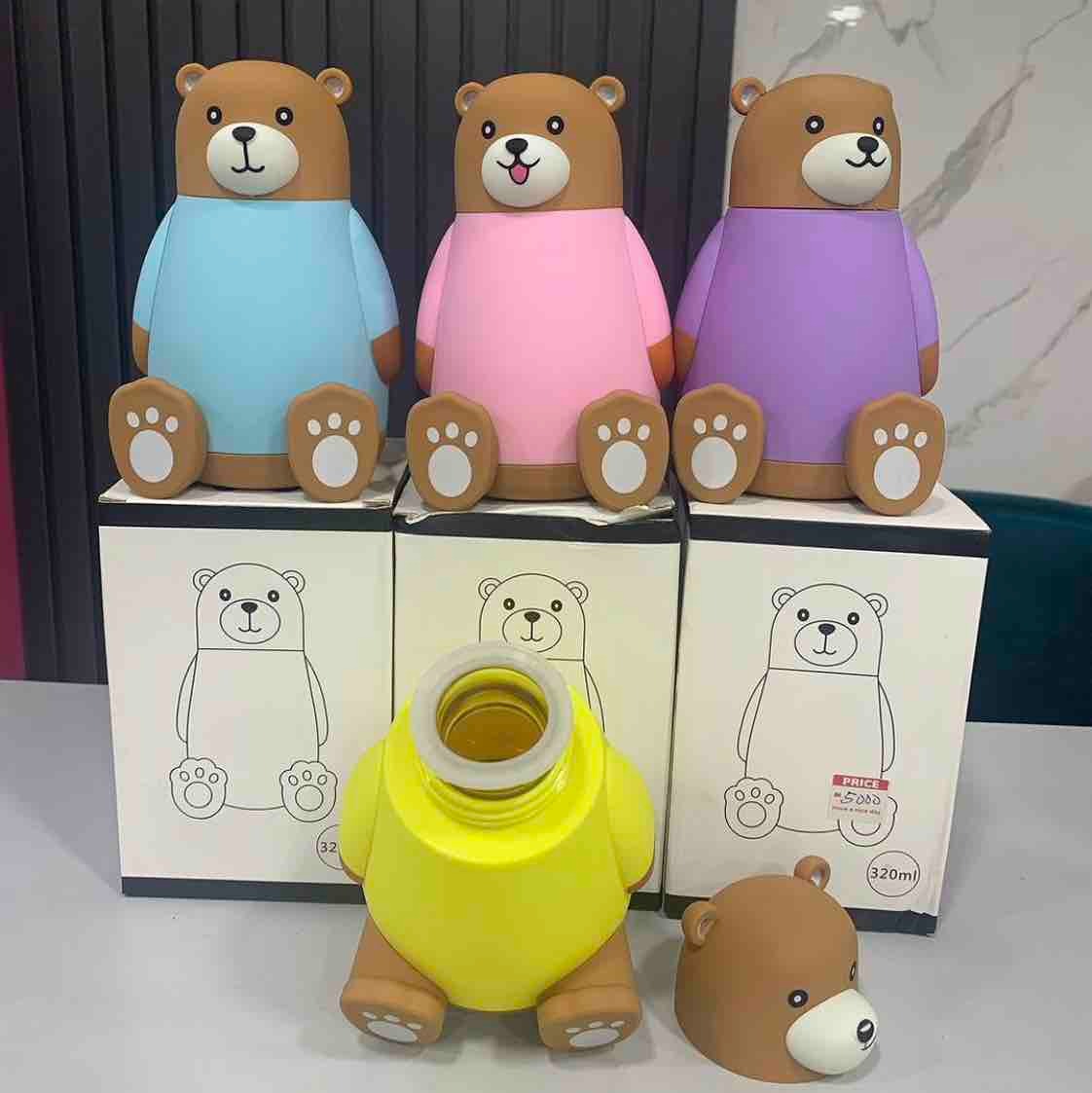 Cute Bear Water Bottles in Colorful Outfits