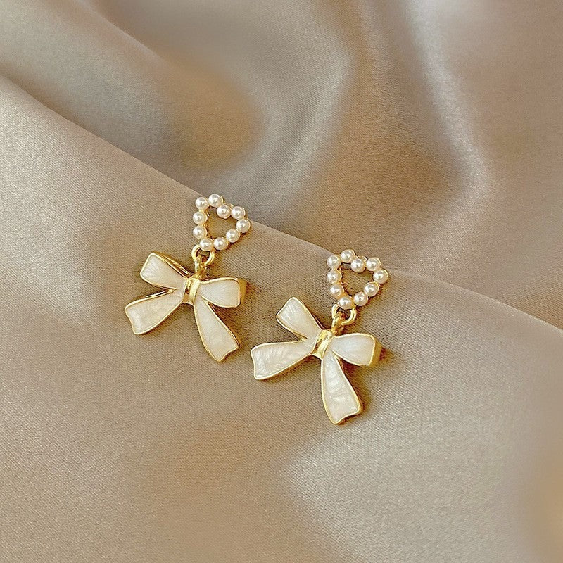Bowknot oil drop earrings