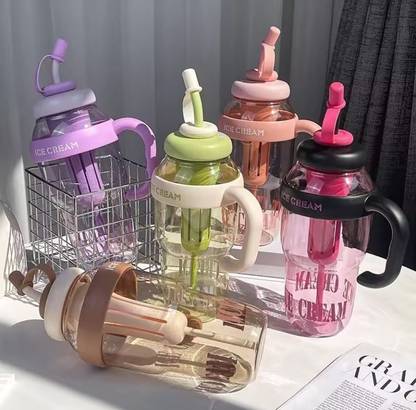 Colored Ice Bottle with Straw