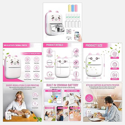 Pocket Mini Bluetooth Thermal Printer Wireless Smart Printer for Photos