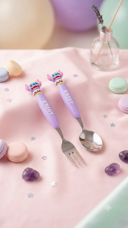 Cute Stitch Spoon & Fork Combo