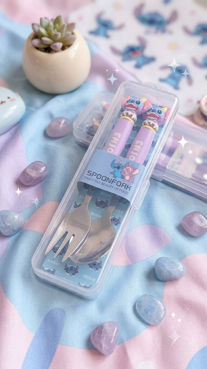 Cute Stitch Spoon & Fork Combo