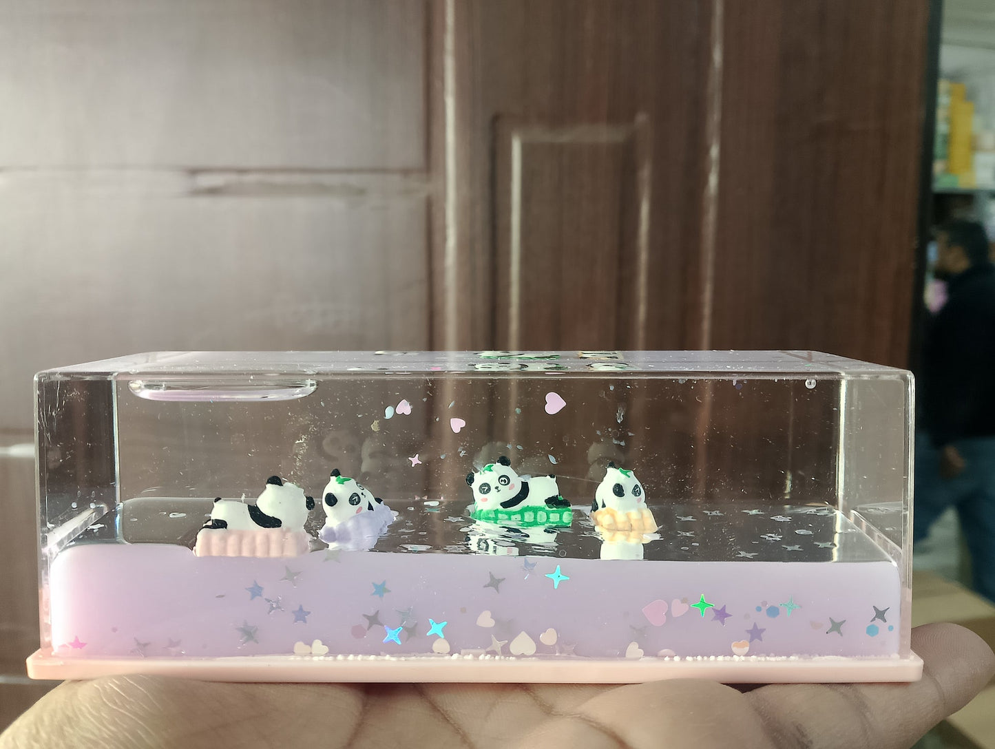 Floating Panda Water Crystal Showpiece