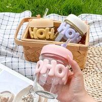 New Glass Cup With Sipper (350ML)