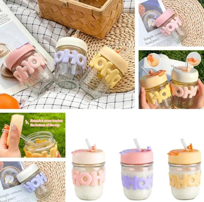 New Glass Cup With Sipper (350ML)