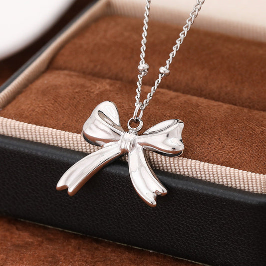 Big Bow Necklace - Silver