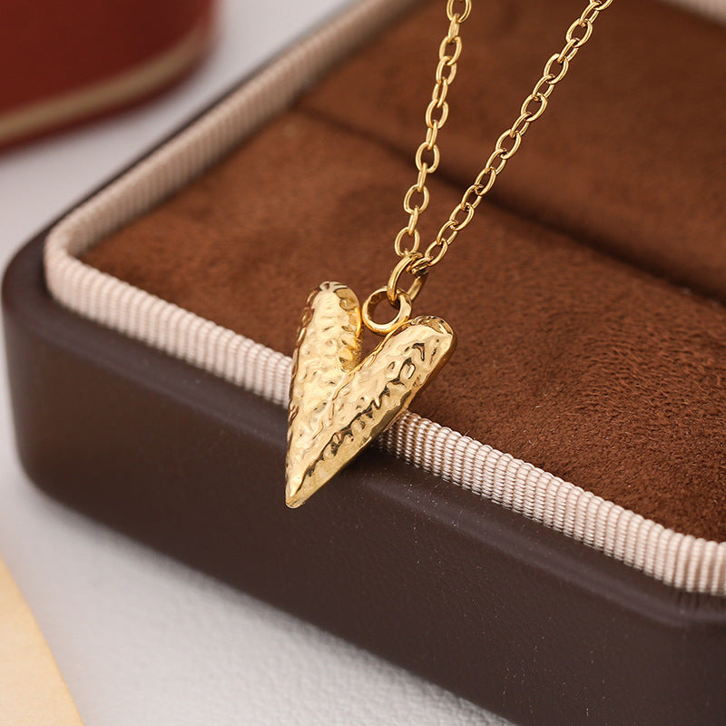 Oil Massage Heart Necklace - Golden