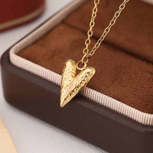 Oil Massage Heart Necklace - Golden