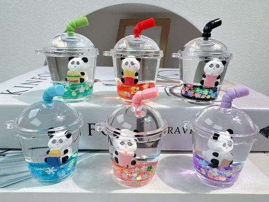 Panda floating liquid keychains