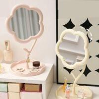 Flower Shape Makeup Mirror with Tray
