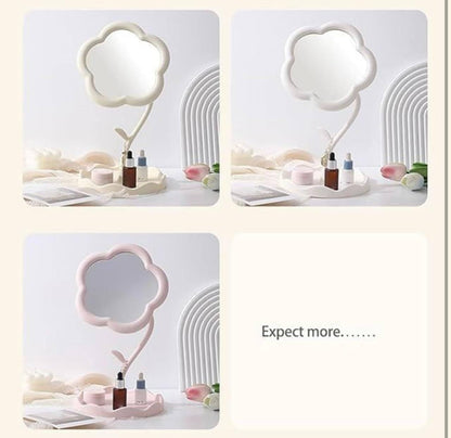 Flower Shape Makeup Mirror with Tray