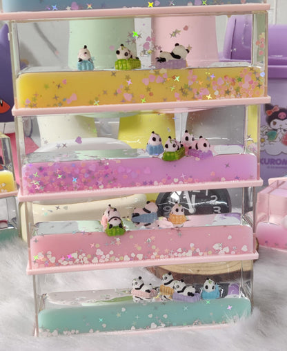 Floating Panda Water Crystal Showpiece