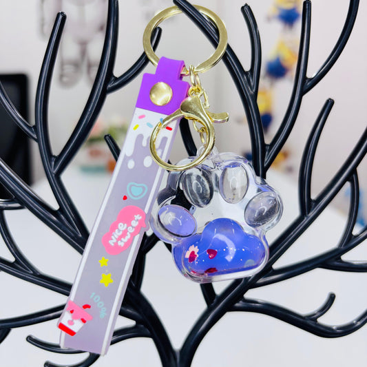 Cat Paw Glitter Keychain