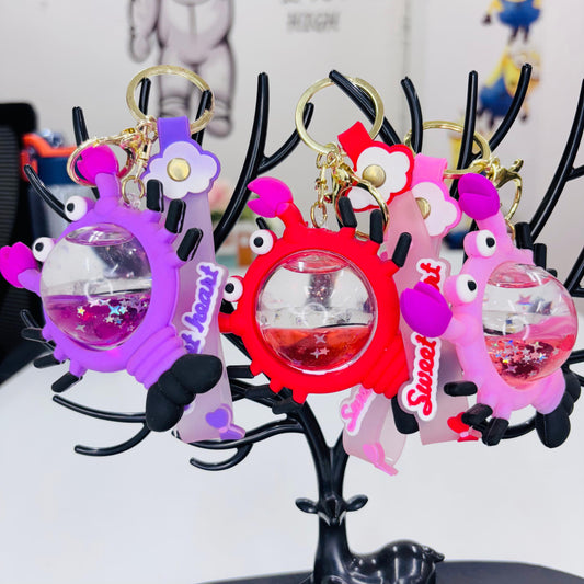 Floating Glitter Crab Keychain