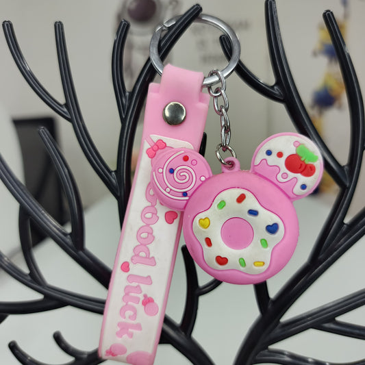 Mickey Head Donut Keychain