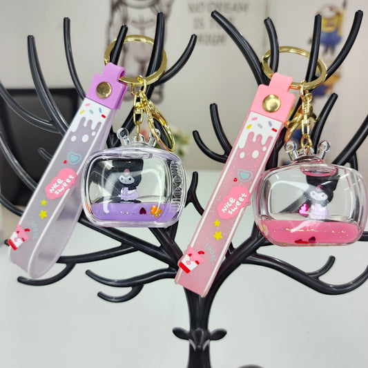 Kuromi Glitter Keychain